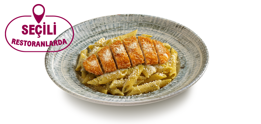 Sevdiğiniz Bademli Çıtır Schnitzel, pesto soslu pennemizle buluştu!